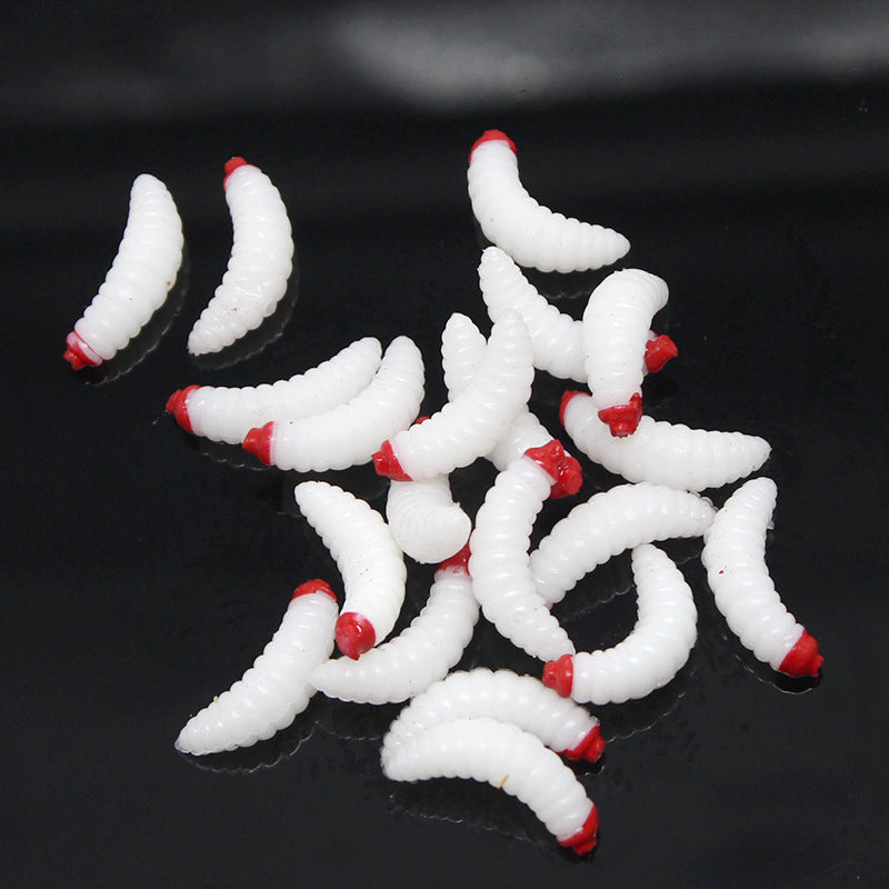 Bionic Dipped Head Mealworm Soft Lure Set, Maggot Worm Fake Baits for Freshwater Game Fish
