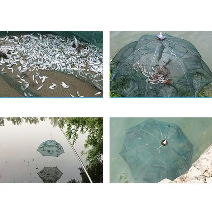 16 Holes Automatic Foldable Fishing Net Nylon Shrimp Crab Minnow Trap Fish Cast Net Fishing Tackle, 16 Holes