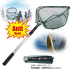 Foldable Fishing Landing Net with Telescoping Aluminum Alloy Pole – 3 Sizes 86CM 110CM 130CM, Collapsible Metal Net for Fish Crab Crayfish Shrimp, Portable Fishing Gear