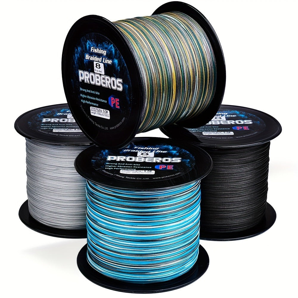 8-Strand Braided Fishing Line 1094 Yards – Zero Stretch, Abrasion Resistant Superline | 10LB–100LB | Gray, Green, Blue Camo, Green Camo