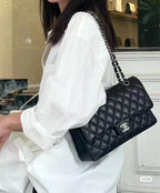 Chanel Classic Flap Bag – Black Quilted Caviar Leather with Gold-Tone Hardware