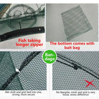 4 Holes Automatic Foldable Fishing Net Nylon Shrimp Crab Minnow Trap Fish Cast Net Fishing Tackle, 4 Holes