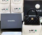 Chanel Kelly Mini Shopping Bag Mini 23K Shiny Aged Calfskin Black 13x19x7cm
