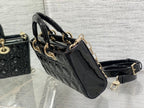 Dior Lady D-Joy Medium Patent Black Leather Bag - 26x6x14cm
