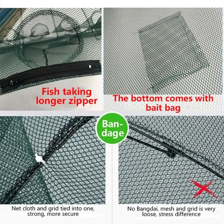 8 Holes Automatic Foldable Fishing Net Nylon Shrimp Crab Minnow Trap Fish Cast Net Fishing Tackle, 8 Holes
