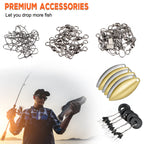PLUSINNO 253/387pcs Fishing Gear Accessories Kit, Fishing Tackle Box with Tackle Included, Fishing Hooks, Fishing Weights Sinkers, Spinner Blade, Fishing Equipment for Bass Trout Bluegill Crappie
