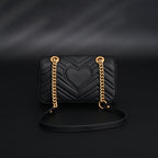 Gucci GG Marmont Small Matelassé Shoulder Bag – Black Leather with Gold Hardware