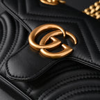 Gucci GG Marmont Small Matelassé Shoulder Bag – Black Leather with Gold Hardware