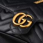 Gucci GG Marmont Matelassé Mini Shoulder Bag – Black Leather with Gold Chain