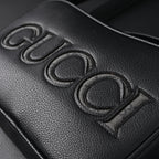 Gucci Black Leather Embossed Logo Belt Bag