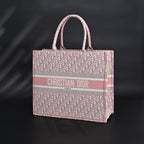 Christian Dior Large Book Tote – Pink Oblique Embroidery