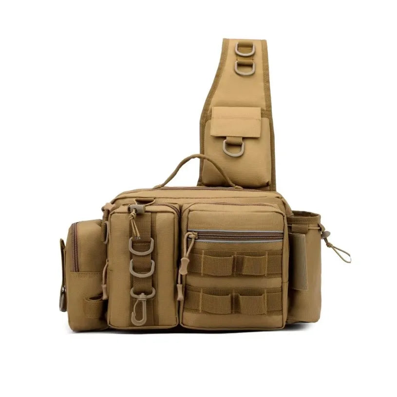 Fishing Tackle Backpack & Crossbody Bag with Rod Holder