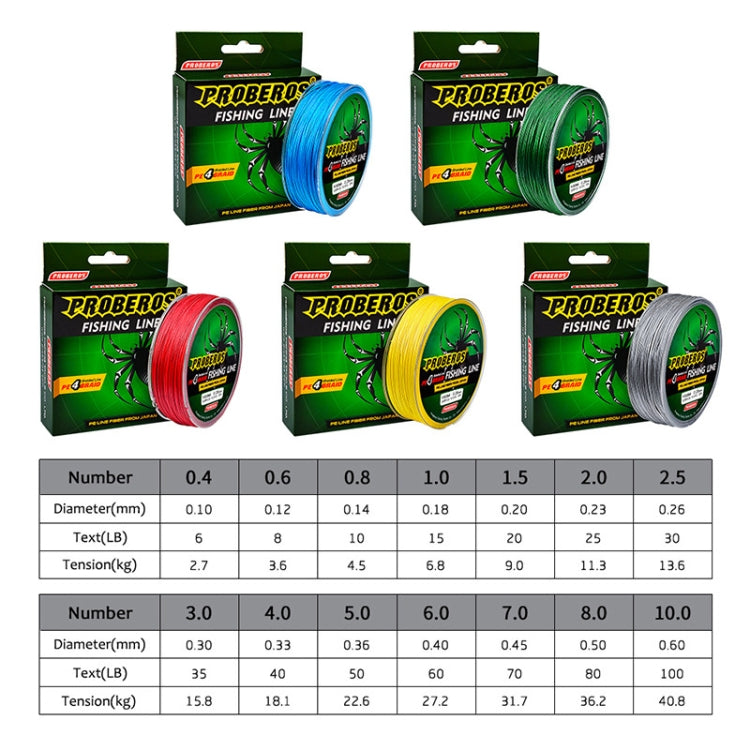 2 PCS PROBEROS 4 Edited 100M Strong Horse Fish Line, 0.4 / 6LB, 0.6 / 8LB, 0.8 / 10LB, 1.0 / 15LB, 1.5 / 20LB, 2.0 / 25LB, 2.5 / 30LB, 3.0 / 35LB, 4.0 / 40LB