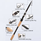 Telescopic Carbon Lure Rod Short Section Fishing Casting Rod, 1.8m, 2.1m, 2.4m, 2.7m, 3.0m