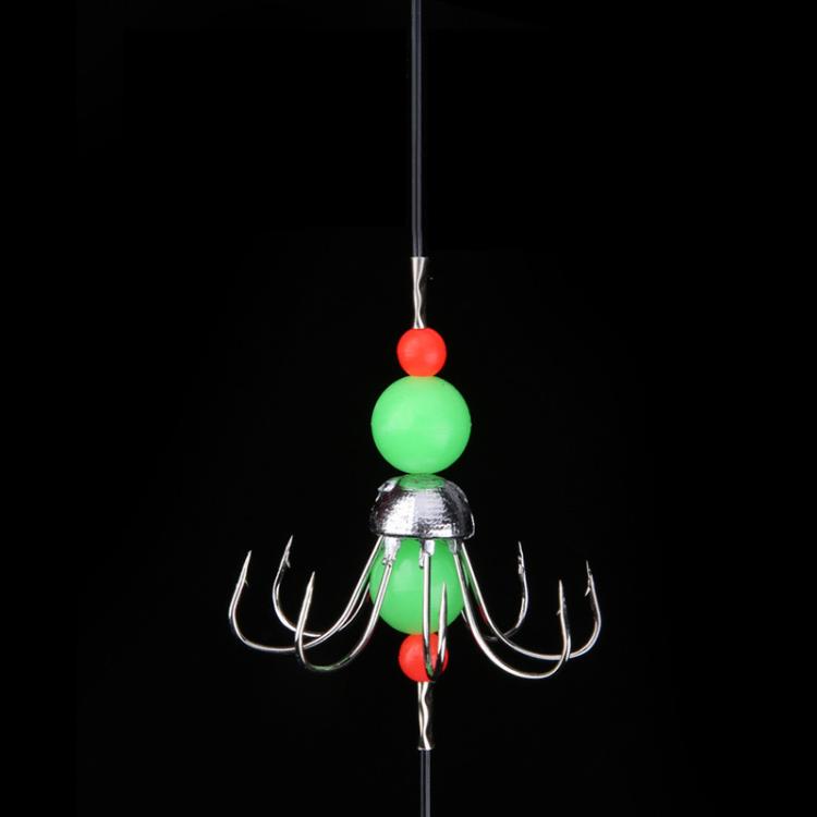 56cm Total Length Night Fishing Fluorescent 8-Claw Fishing Hook Squid String Hook Set, Bagged, Boxed