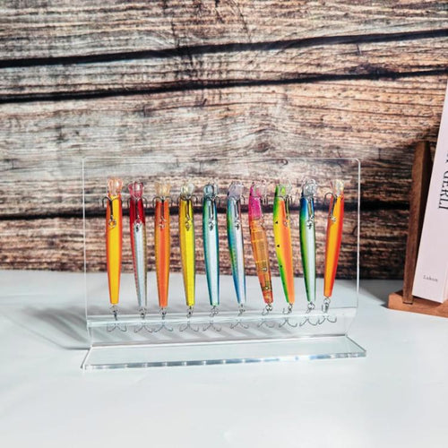 10-Hole Acrylic Fishing Lure Display Stand Lure Accessories Organizer, YX220