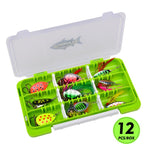 SOMYTE 12pcs /Box Spinnerbait Fishing Lures Set 360-degree Rotating Reflective Sequins lures with Feather & Treble Hooks