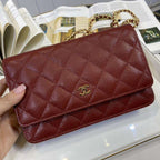 Chanel Classic Wallet on chain Burgundy caviar