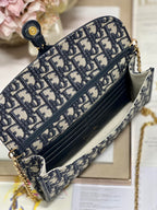Dior Bobby Wallet on Chain East West Blue Oblique Jacquard - 21.5¡Á12¡Á4cm